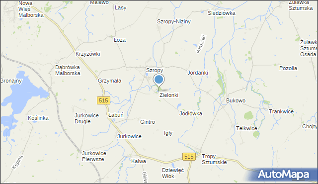 mapa Zielonki, Zielonki gmina Stary Targ na mapie Targeo